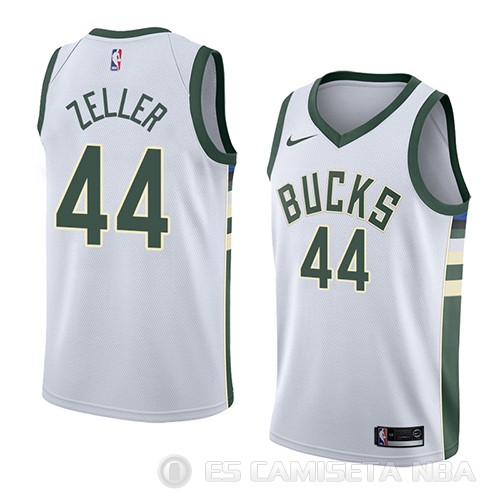Camiseta Tyler Zeller #44 Milwaukee Bucks Association 2018 Blanco - Haga un click en la imagen para cerrar
